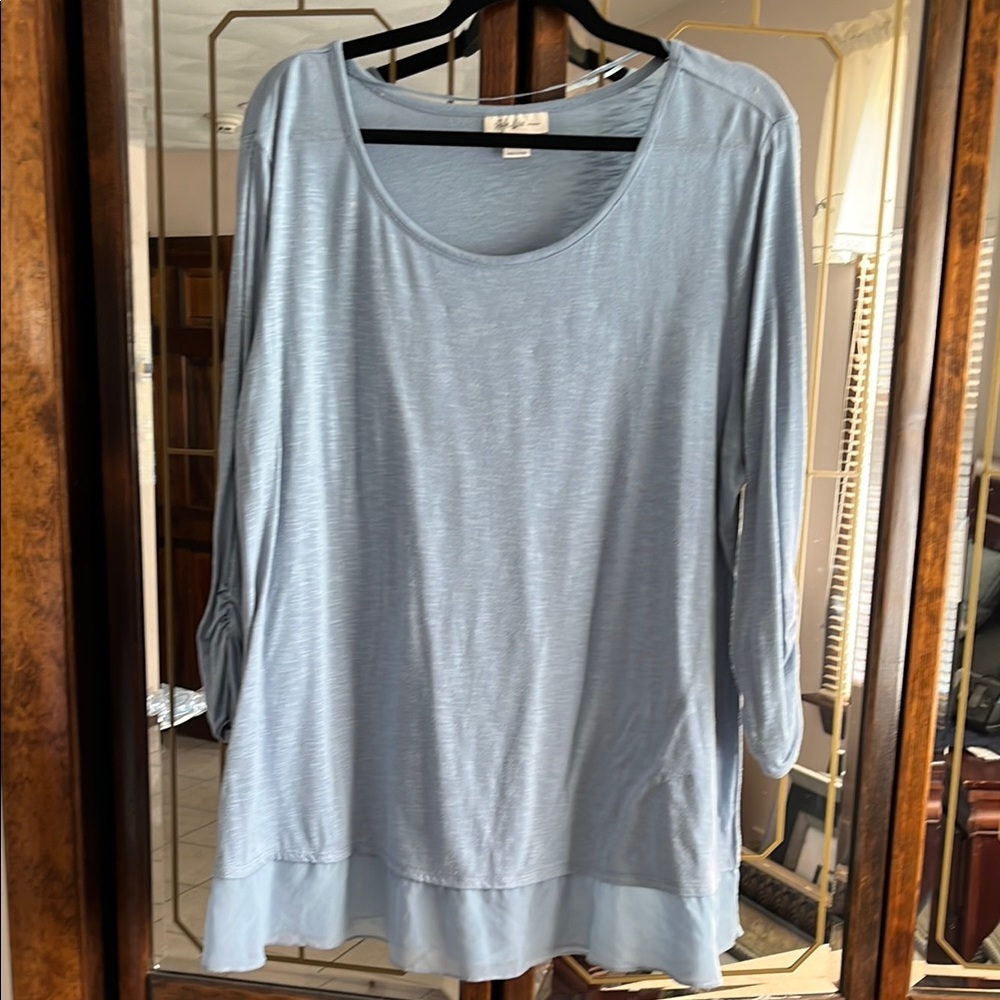 Style & Co. Blue 3/4 Sleeve Oversized Blouse